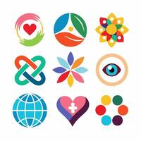 A set of colorful logos for various organizations vector