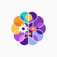 A colorful logo with a flower in the center vector