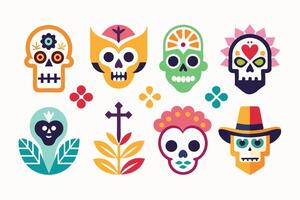 Day of the dead skull icons vector