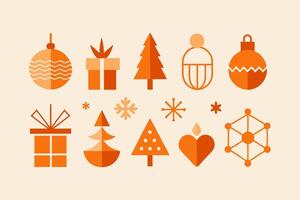 Christmas icons set in flat style vector