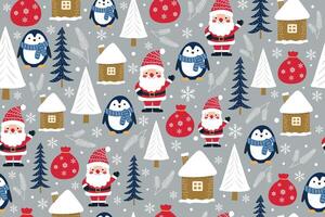 Seamless pattern with cute Christmas elements. Scandinavian Christmas illustration. vector