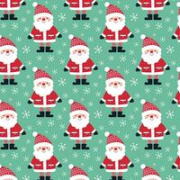 pattern with Santa Claus on a green background. vector