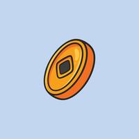 golden coin in flat design. vector
