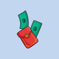 money in red envelope in flat design. vector