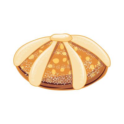 Sweet pan de muerto bread with symbolic decorations for the Day of the Dead