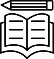 An open book and pencil icon on a white background vector