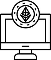 A computer monitor with an ethereum logo on it vector
