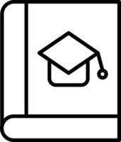 A black and white image of a book with a graduation cap on it vector