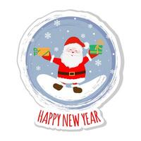 Sticker with cute Santa Claus. Colorful new year design for social media communication, networking, website badges, greeting cards, posters and more. vector