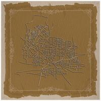 A vintage design background frame for street map of Jericho west bank Palestine,One of the world's oldest cities, golden filigree patterns,and paper texture to give it a painting feel vector