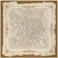 A vintage design background frame for a center city street map of Tokyo Japan, , golden filigree patterns,and canvas texture to give it a painting feel. vector