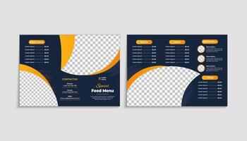 Two restaurant menu templates with an orange and blue design vector