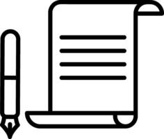 A pen and paper icon with a scroll vector