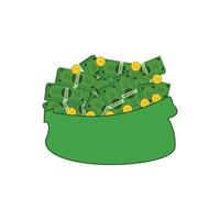 Money bag with dollar bills. Flat illustration of dollars icon for web design. Money icon isolated on white background for your web and mobile app design, Money logo concept vector