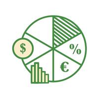 Business graph icon on background for graphic and web design. Flat color design. Creative illustration concept symbol for financial report or analysis vector