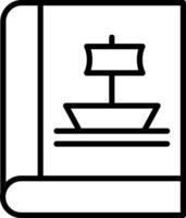 A black and white icon of a boat on a book vector