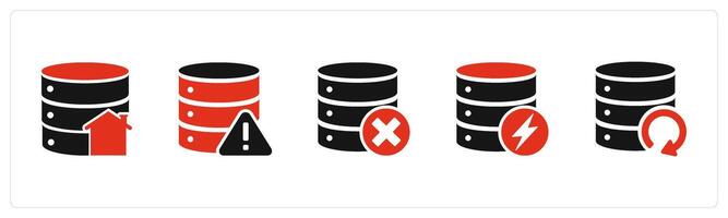 A set of 5 Internet icons as home server, server maintenance, wrong server vector