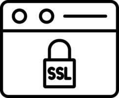 A black and white image of a padlock with the word ssl on it vector