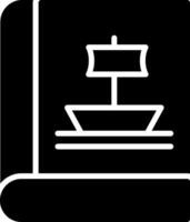 A black and white icon of a boat on a shelf vector