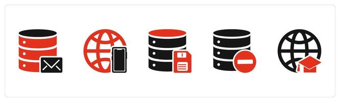 A set of 5 Internet icons as server message, global business, server vector
