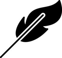 A black and white feather icon on a white background vector