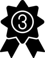 A black and white icon of a three star award vector