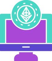 Ethereum mining on a computer vector