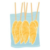 Telur Gulung, Rolled Egg with Skewers in plastic vector