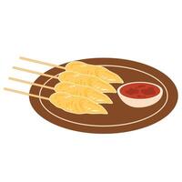 Telur Gulung, Rolled Egg Omelette with Skewers illustration vector