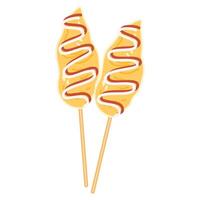 Telur Gulung, Rolled Egg Omelette with Skewers and sauce vector