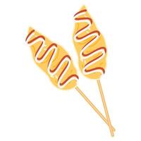 Telur Gulung, Rolled Egg Omelette with Skewers and sauce vector