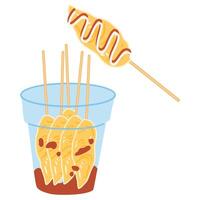 Telur Gulung, Rolled Egg with Skewers illustration vector