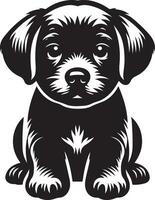 Cute Puppy Silhouette in Black for Crafting and Design vector