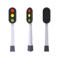 Set of road traffic lights in different poses, red, yellow and green traffic control light icons illustration eps 10 vector