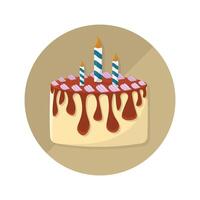 Birthday cake with creamy layer and candle icon illustration eps 10 vector