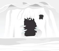 Snow frozen cave inside, illustration artwork winter cartoon background eps 10 vector