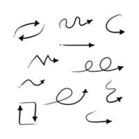 Set of hand drawn curvy arrows icons black color illustration eps 10 vector