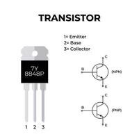 Transistor electronic component with its symbol diagram illustration eps 10 vector