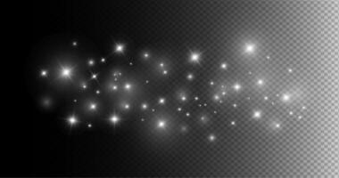 Sparks and stars shine with white light. Glowing stars and sparkles isolated. Optical light effect, reflection, sparkle shine. Glowing star lights effect. vector