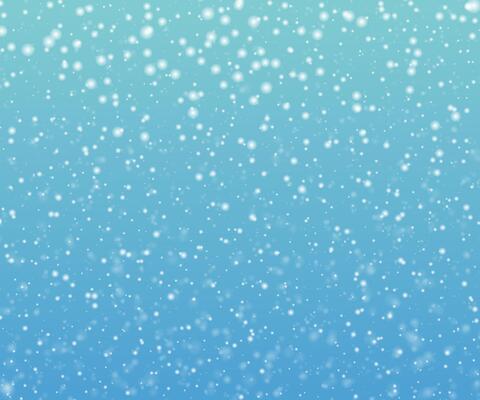 Snowflakes blue background. Winter backdrop with blue sky and heavy snowfall. Realistic Christmas Snow illustration for printing, postcards, invitations.
