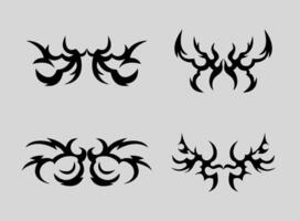 Abstract neo tribal element. Set of neo tribal shape. Aesthetic y2k cyber gothic style. illustration. vector