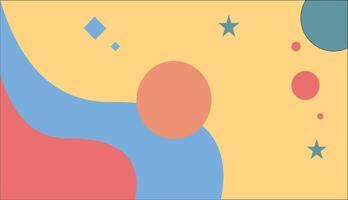 abstract background with circles and stars, Background illustration in flat design. Abstract background with geometric shapes and dots in retro-modern style colors vector