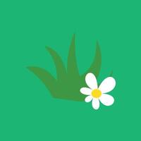chamomile flower on a green background. Grass and flower icon. Simple illustration of grass and flower icon for web. Silhouette meadow natural and plant design elements vector