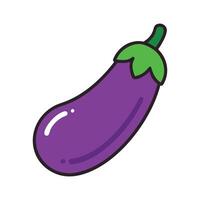 Cute Eggplant with Leaf vector