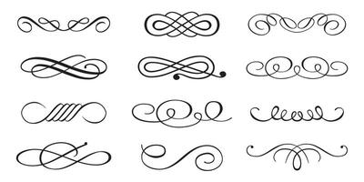 Set of decorative divider elements. Border calligraphic collection. vector