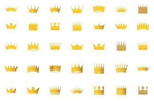 Set of golden crowns vector