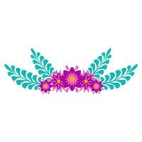 The botanical boundary of the frame line with geometric colors and leaves. Folcloric Scandinavian motive wreath vector