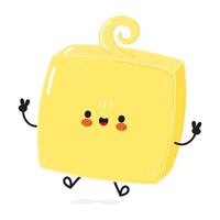 Butter jumping character. hand drawn cartoon kawaii character illustration icon. Isolated on white background. Butter character concept vector