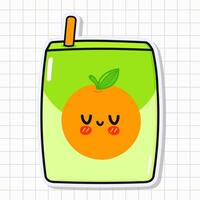 Cute funny Juice sticker. hand drawn cartoon kawaii character illustration icon. Isolated on background. Orange juice card character concept vector
