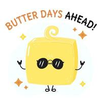 Butter character. Hello summer card. hand drawn cartoon kawaii character illustration icon. Isolated on white background Butter character concept vector